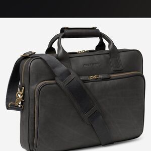 Johnston & Murphy Black Leather Briefcase